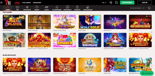 711 Casino interface screenshot